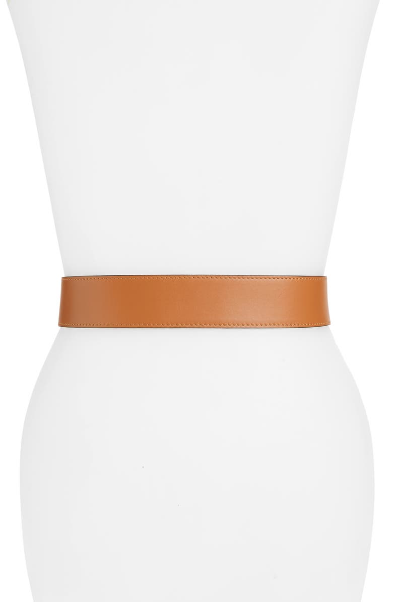 Loewe Anagram Logo Calfskin Leather Belt, Alternate, color,