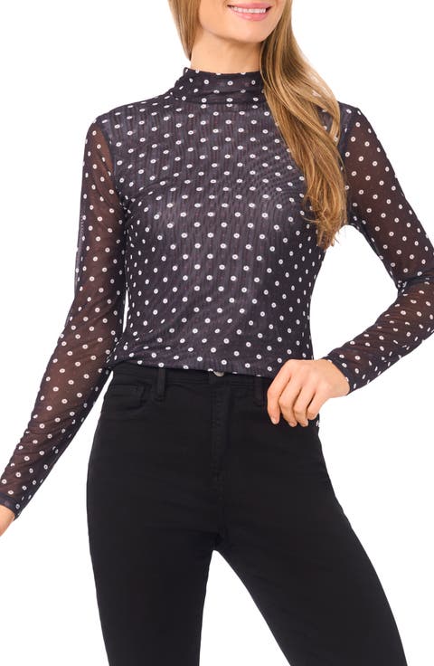 Long Sleeve Mesh Turtleneck