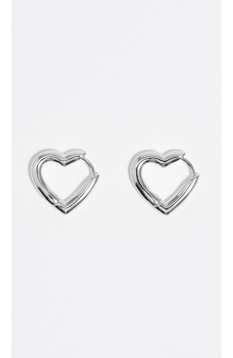Bimba y Lola Tall Heart Hoop Earrings, Main, color, Silver