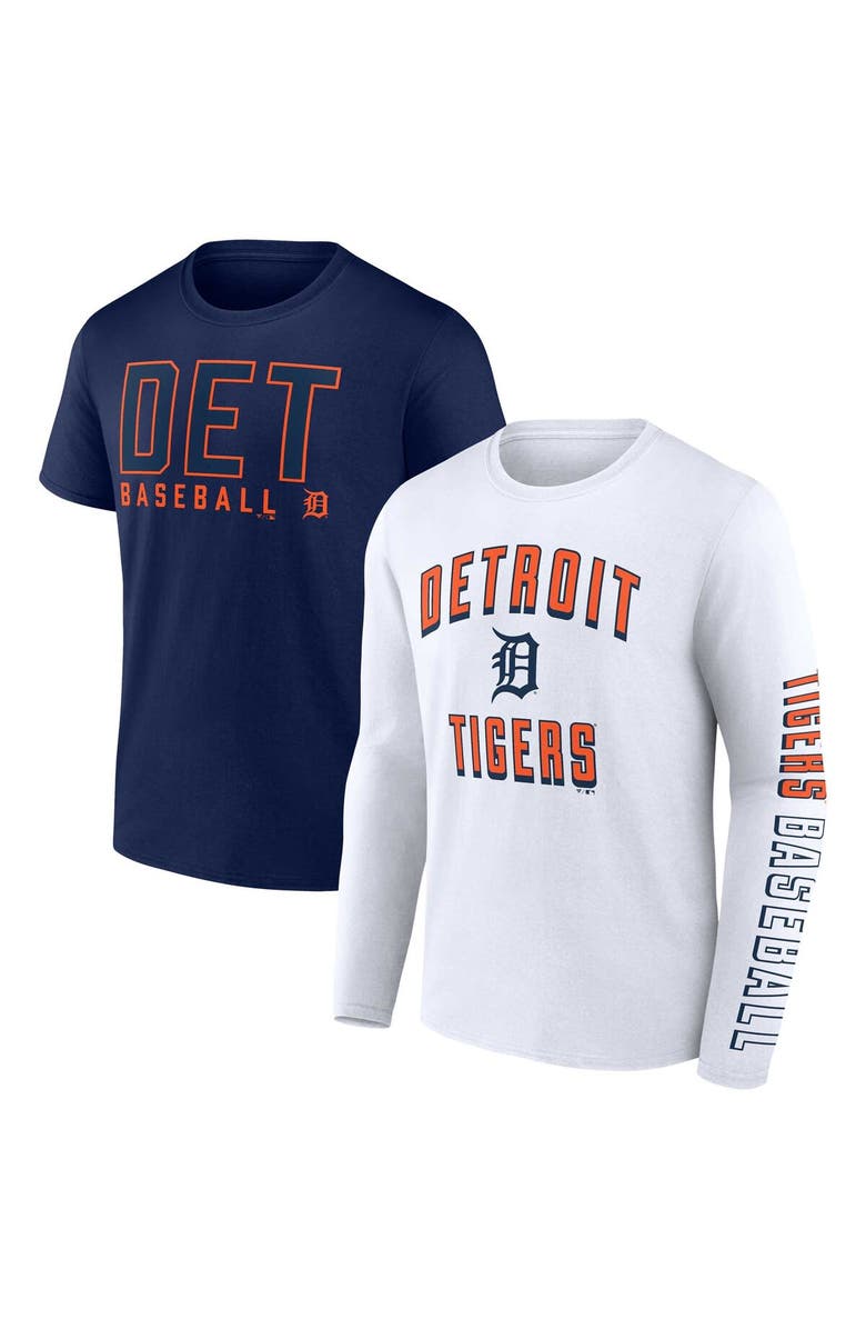 FANATICS Men's Fanatics Branded Navy/White Detroit Tigers Two-Pack Combo T-Shirt Set, Main, color, 