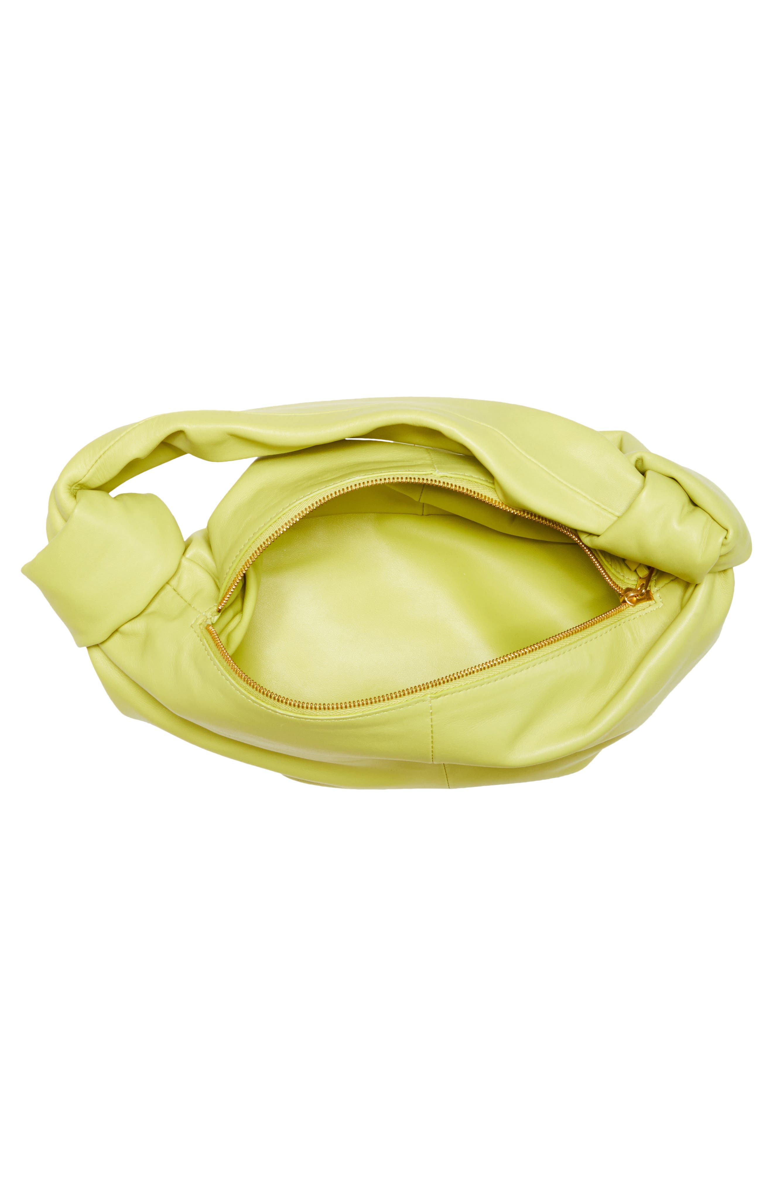 Mini Leather Hobo, Alternate, color, KIWI/ GOLD