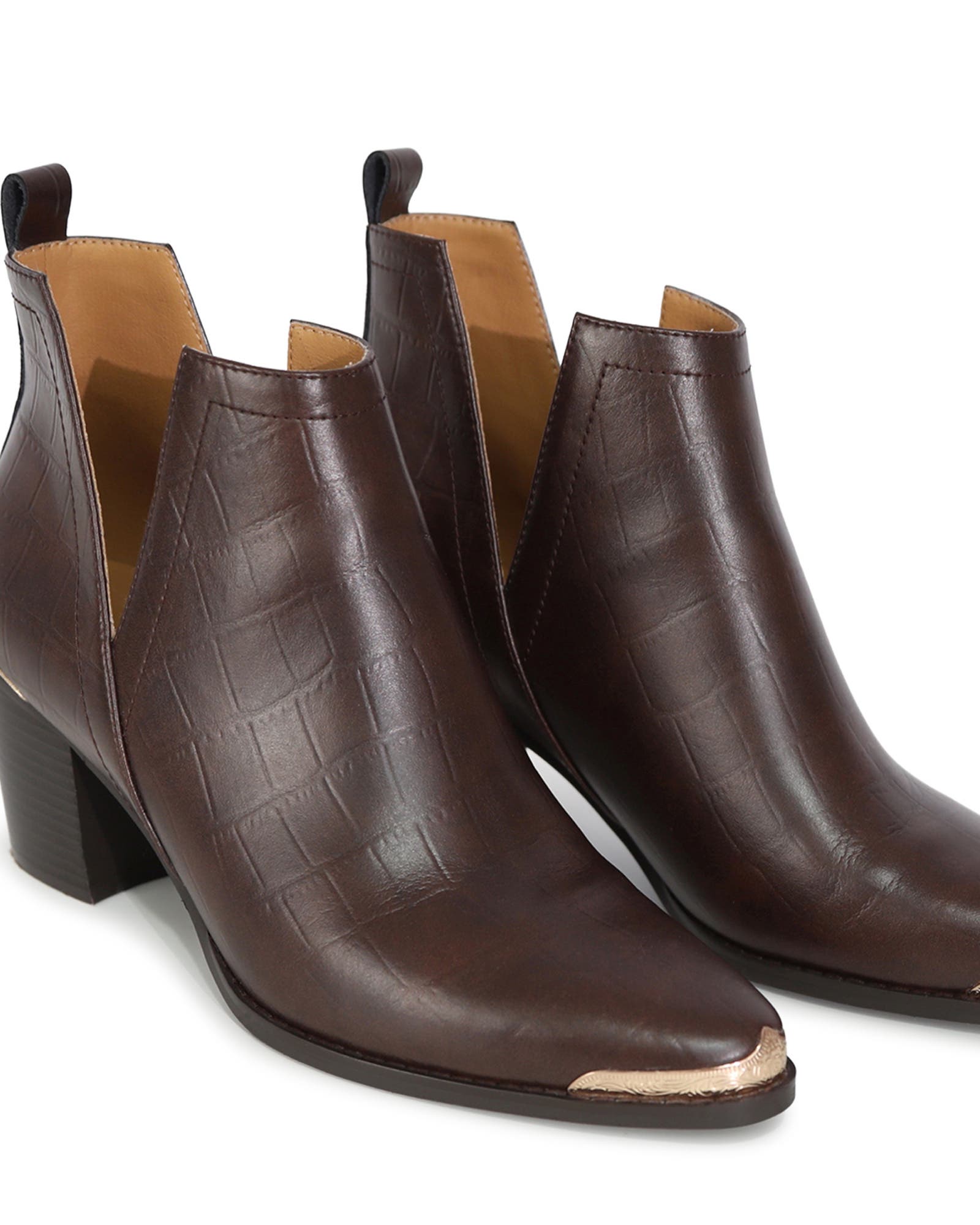 Austin Croc Embossed Ankle Boot, Alternate, color, Dark Brown