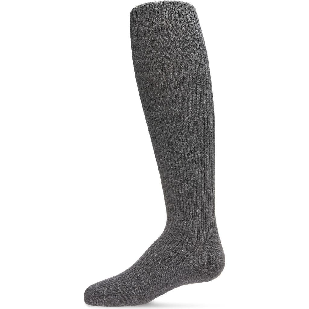 Memoi Thin Ribbed Cotton Tights In Gray