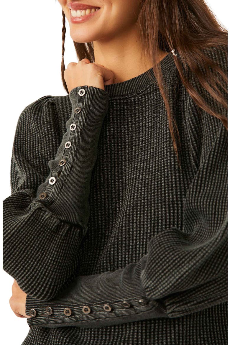 Wesley Balloon Sleeve Thermal Top, Alternate, color, WASHED BLACK