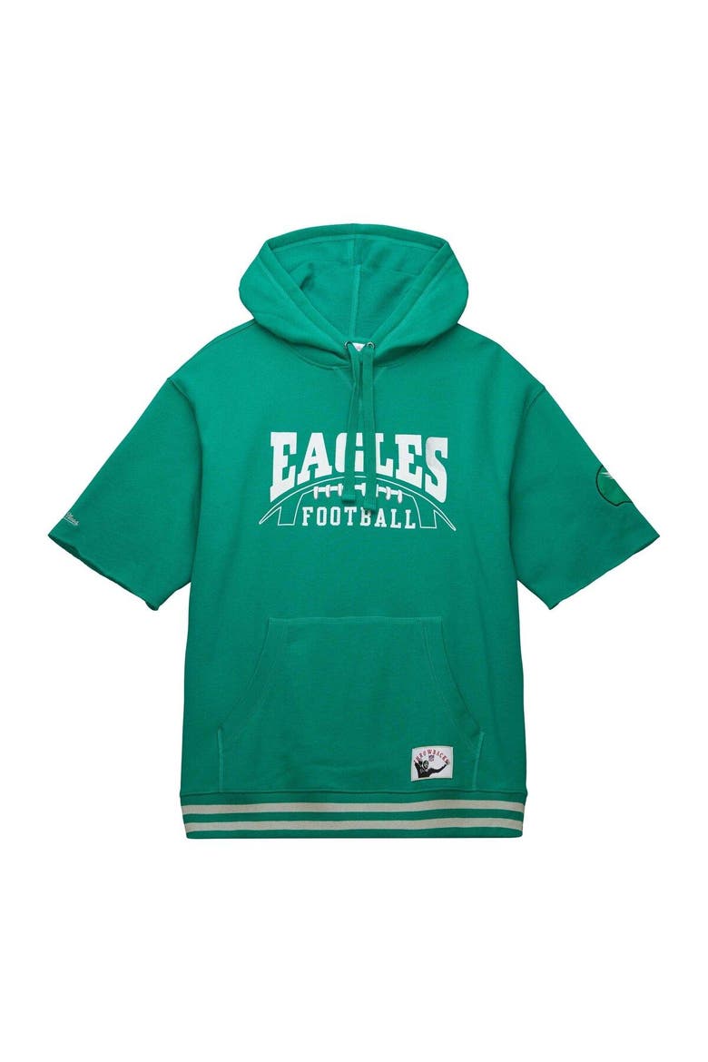 Men's Mitchell & Ness Kelly Green Philadelphia Eagles Pre-Game Short Sleeve Pullover Hoodie, Alternate, color, Kelly Green