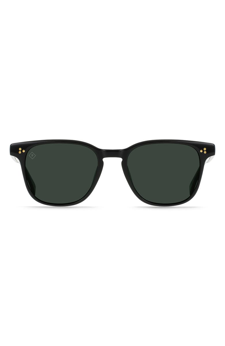 RAEN Alvez Round Polarized Square Sunglasses, Main, color, Recycled Black/ Green Polar
