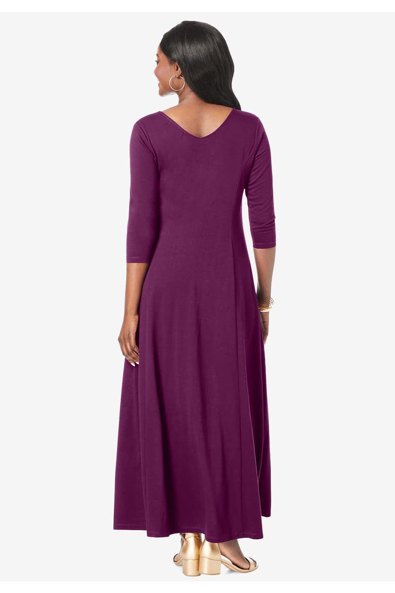 Double-V Maxi Dress, Alternate, color, DARK SAPPHIRE