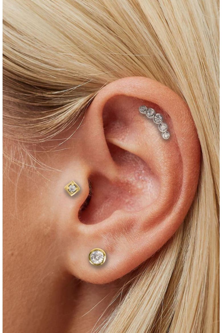 Rockstar Flat Back Stud, Alternate, color, White Gold