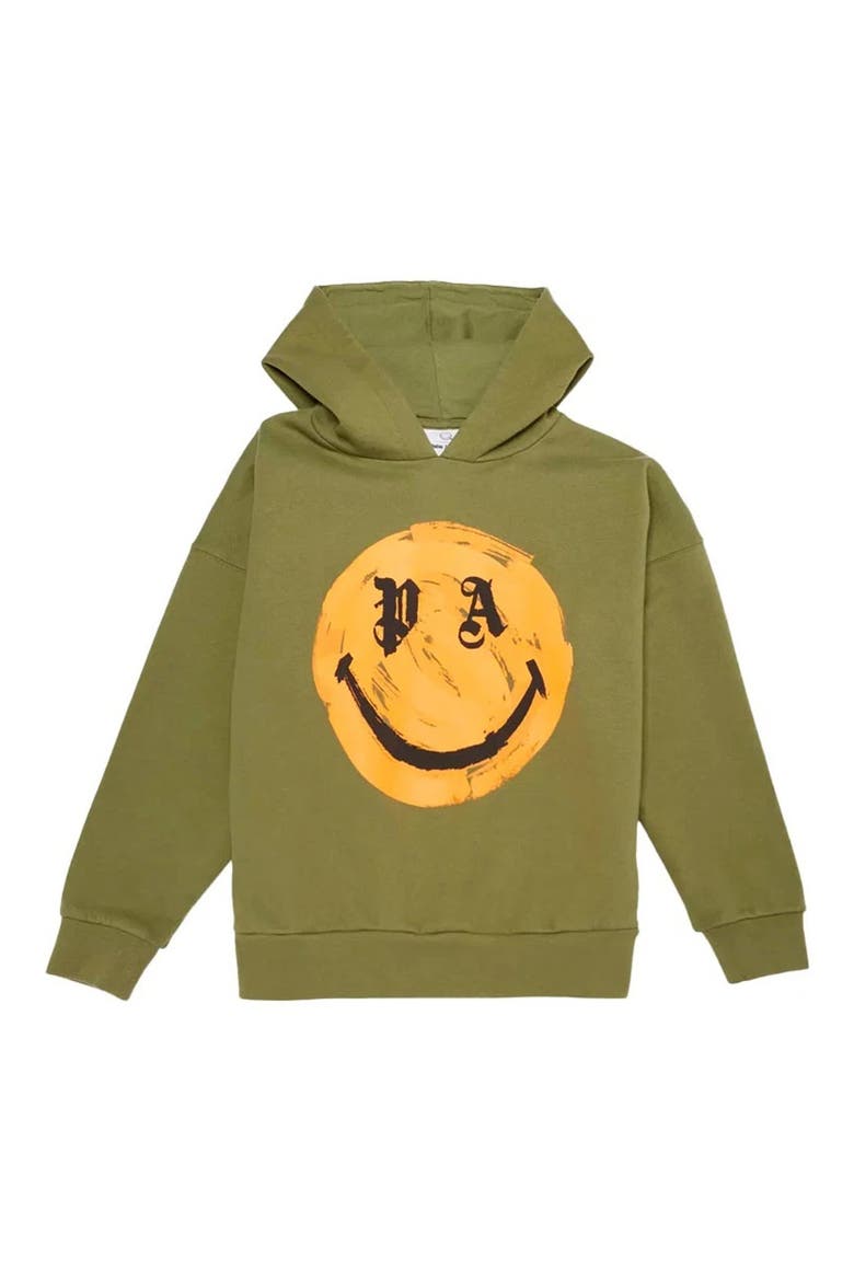 Kids' PA x Smiley Graphic Hoodie, Main, color, MILITARY GREEN/ ORANGE
