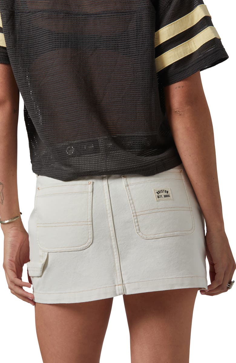 Brixton Essex Painter Denim Miniskirt, Alternate, color, Egret White