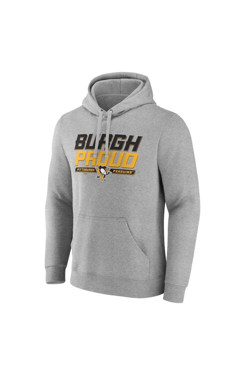 FANATICS Men's Fanatics Branded Heathered Gray Pittsburgh Penguins Hometown Burgh Proud Fitted Pullover Hoodie, Alternate, color, 