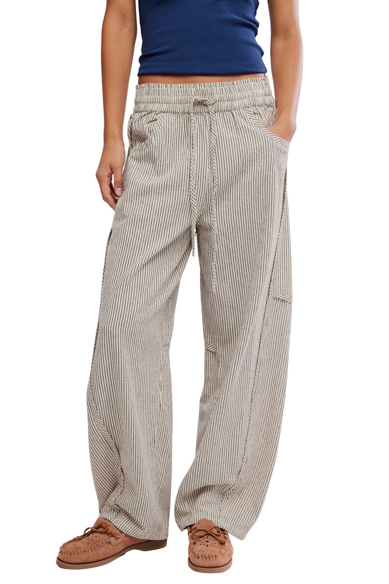 Something Good Pinstripe Cotton Drawstring Pants, Main, color, IVORY COMBO