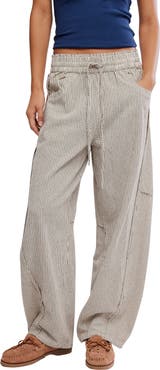 Free People Something Good Pinstripe Cotton Drawstring Pants