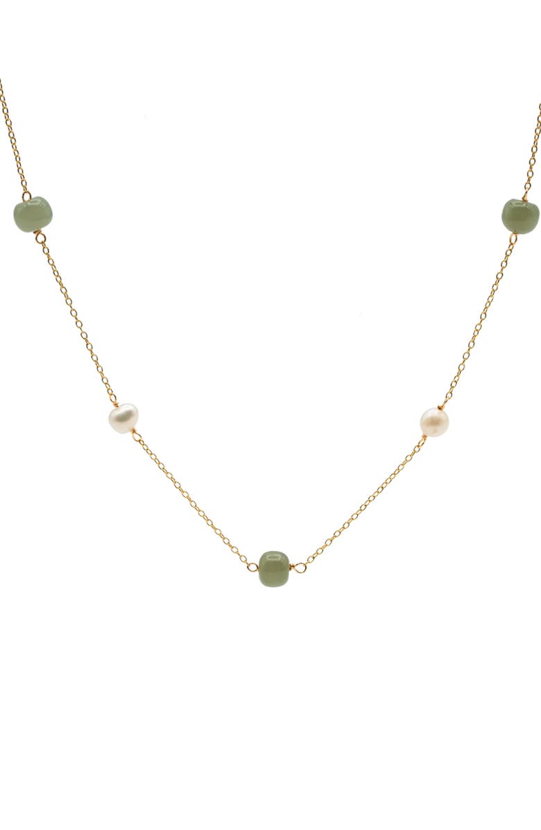 seree Olivia Jade pearl necklace, Main, color, Light Green