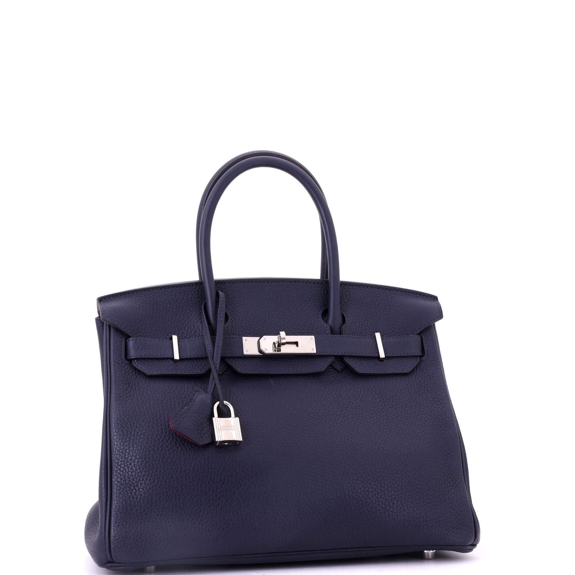Pre-Owned Hermes Birkin Handbag Verso Clemence with Palladium Hardware 30, Alternate, color, Verso - Bleu Nuit/Rose Pourpre