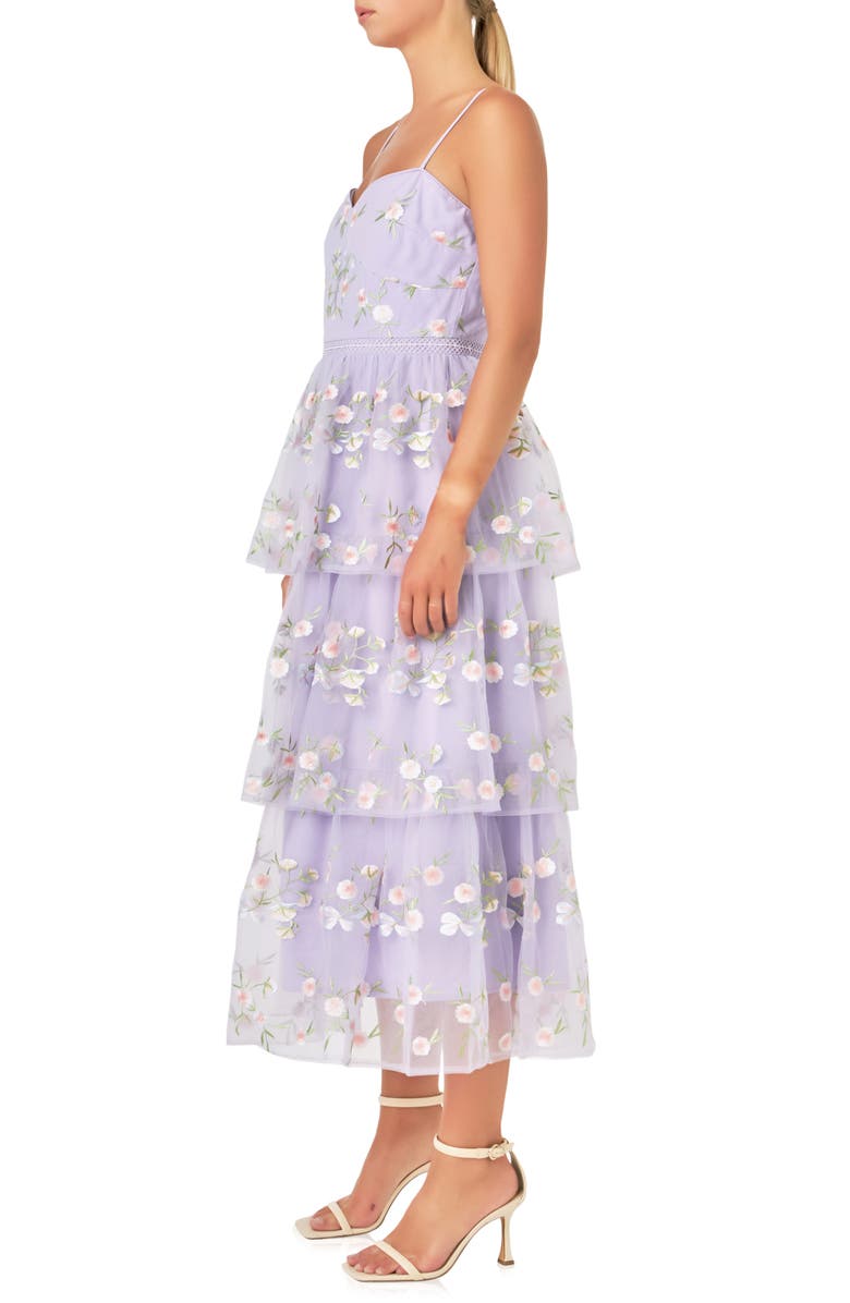 Endless Rose Floral Print Tiered Midi Dress, Alternate, color, 