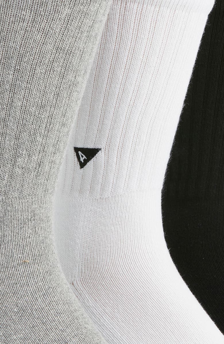 ARVIN GOODS Assorted 3-Pack Crew Socks, Alternate, color, Black/ White/ Grey
