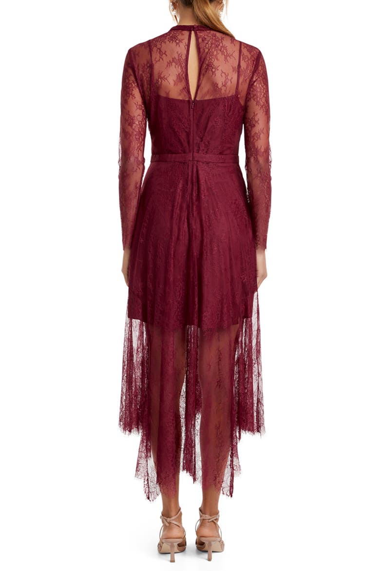 Chantilly Lace Long Sleeve Midi Dress, Alternate, color, BERRY