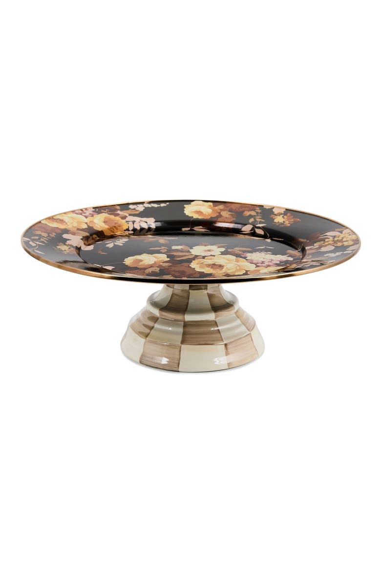 Wild Rose Large Pedestal Platter, Main, color, BROWN