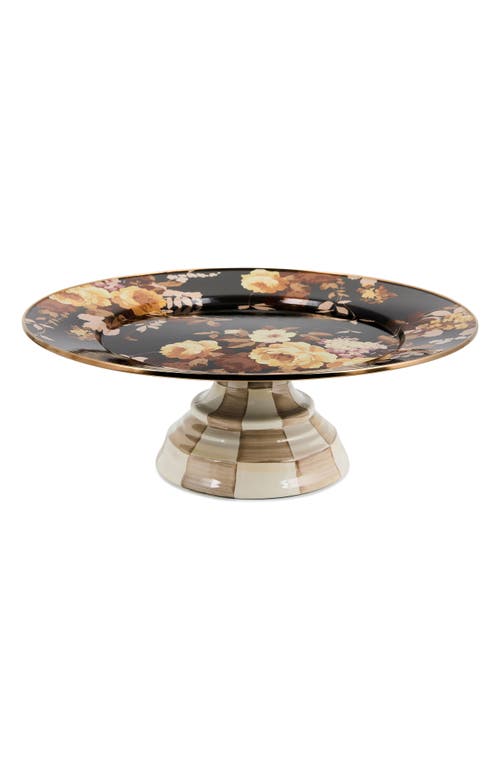 Mackenzie-childs Mackenzie Childs Wild Rose Large Pedestal Platter In Brown