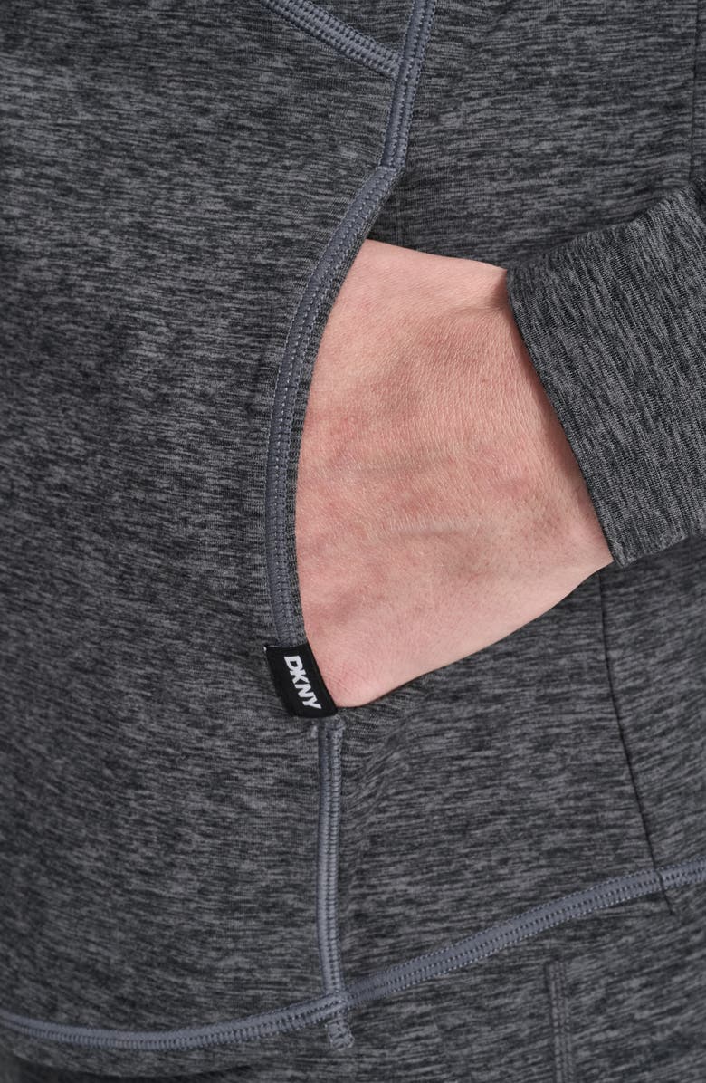 DKNY Spacedye Full Zip Hoodie, Alternate, color, Black Spacedye