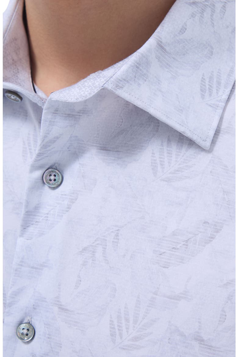 Jimmy OoohCotton® Leaf Print Button-Up Shirt, Alternate, color, PLATINUM