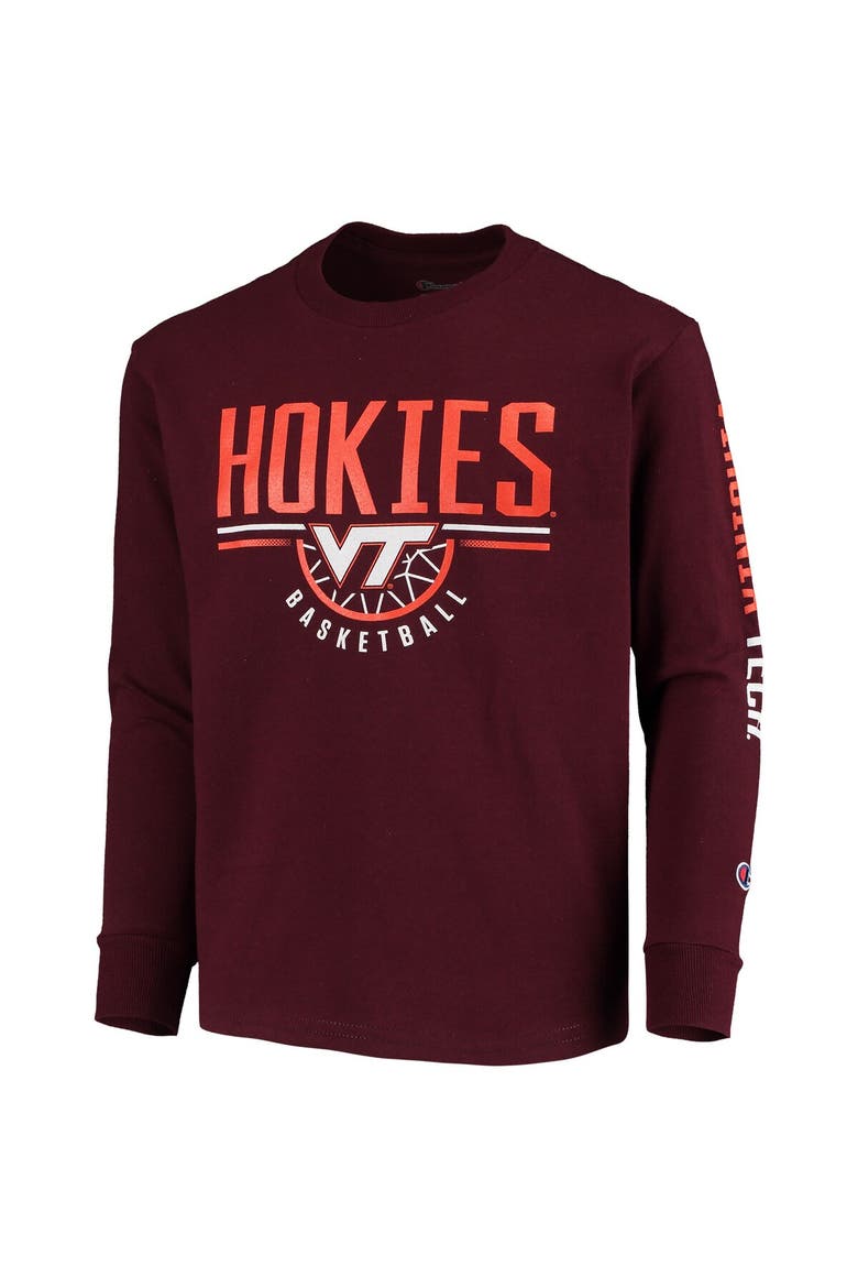 Youth Champion Maroon Virginia Tech Hokies Basketball Long Sleeve T-Shirt, Alternate, color, Maroon