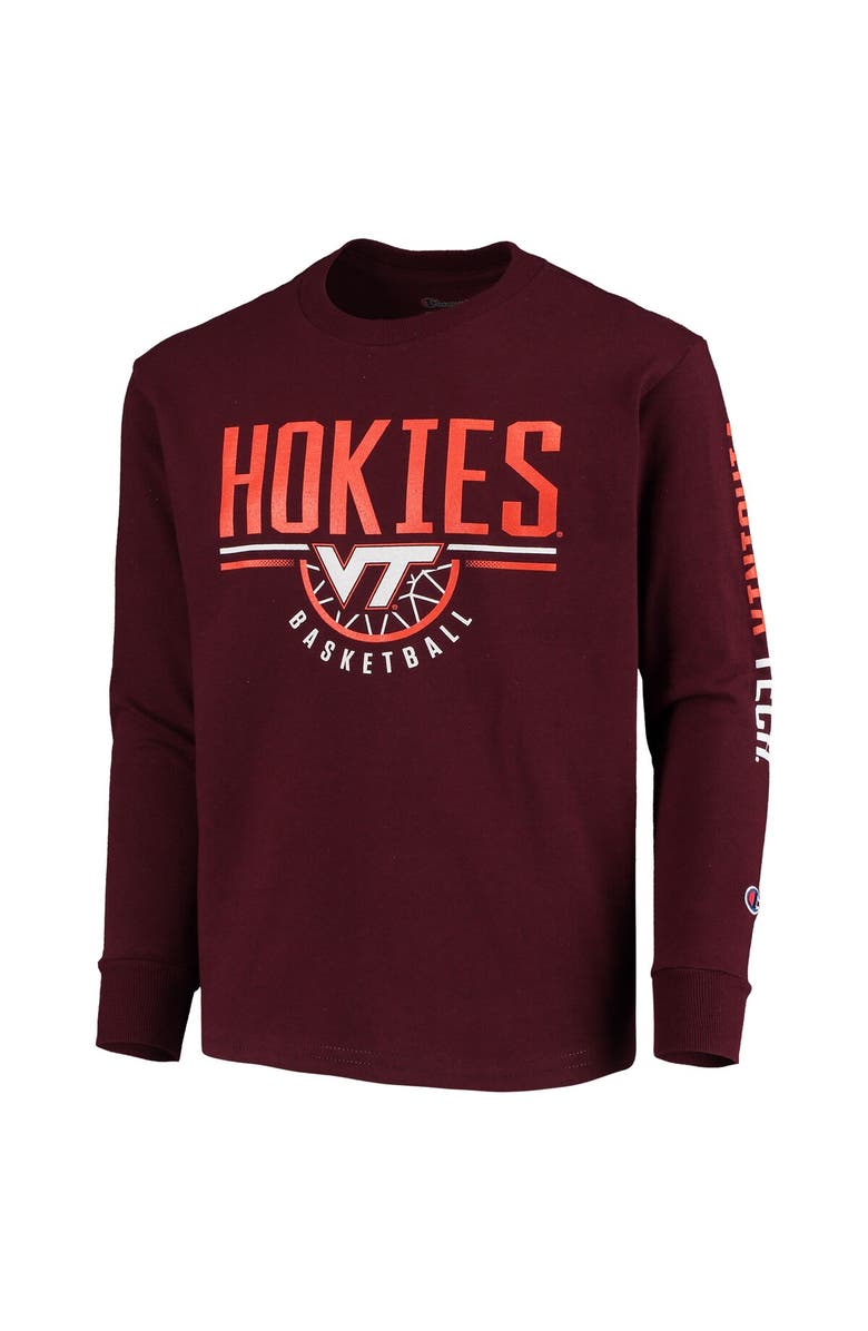 Champion Youth Champion Maroon Virginia Tech Hokies Basketball Long Sleeve T-Shirt, Alternate, color,