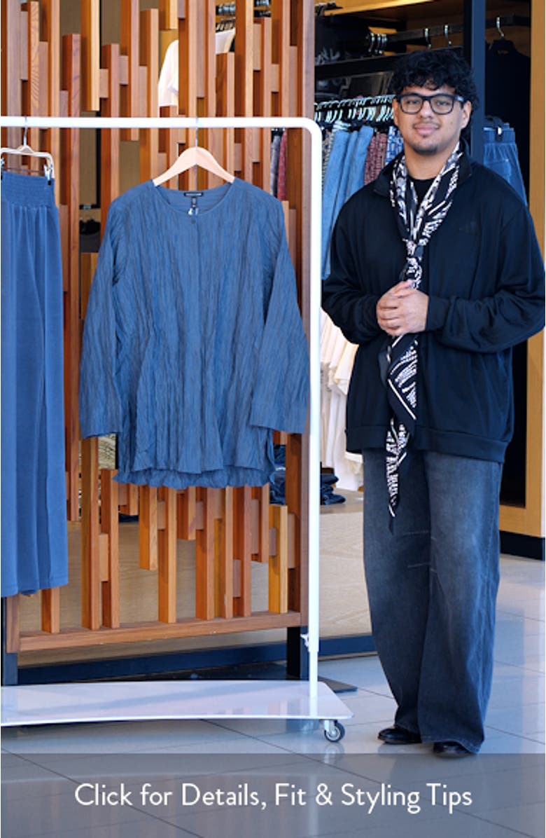 Crinkle Front Button Silk Top, sales video thumbnail