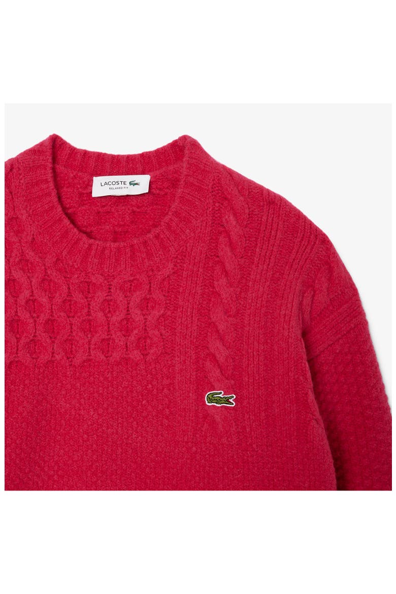 Mixed Texture Wool Blend Crewneck Sweater, Alternate, color, BIGARREAU CHERRY