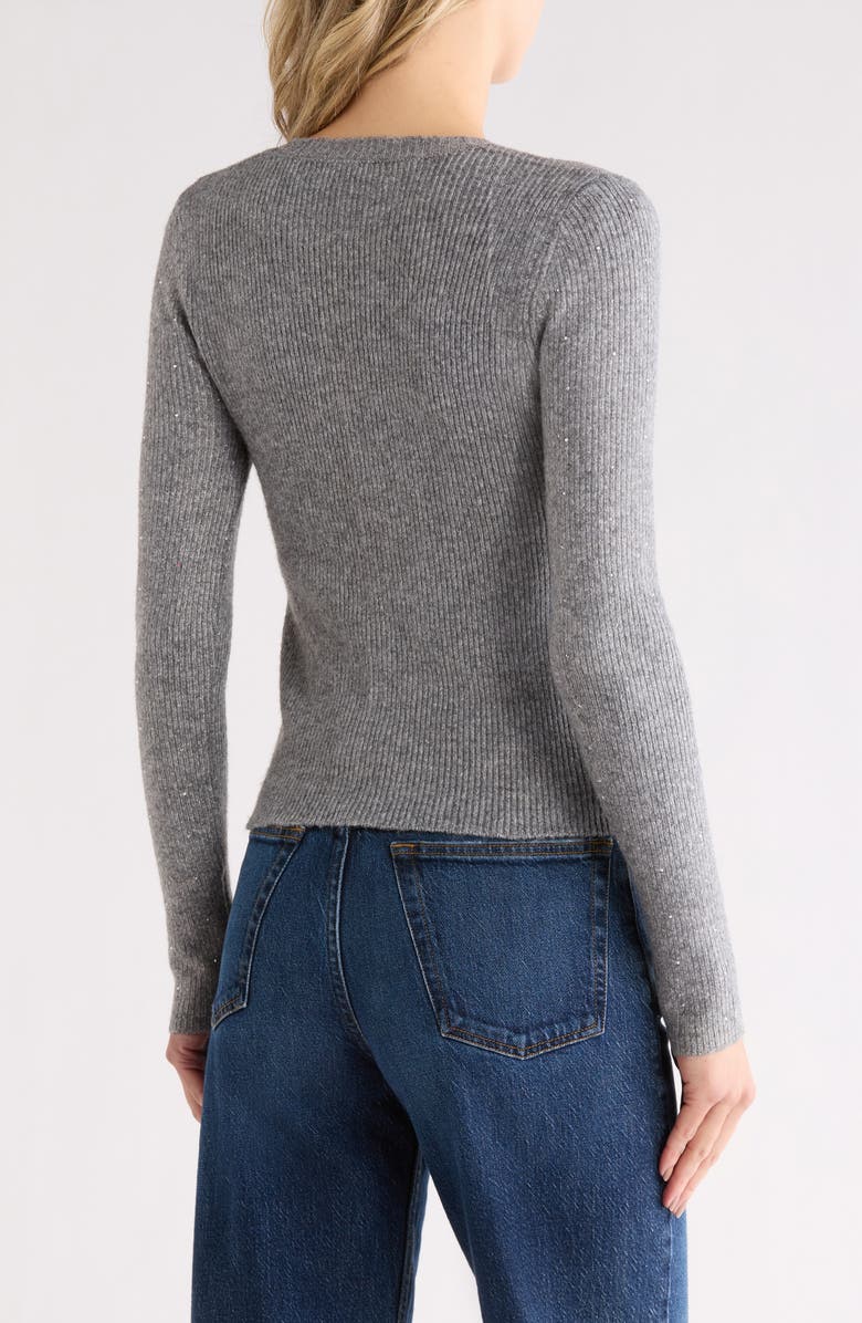 Madden Girl Rhinestone Ribbed Crop Sweater, Alternate, color, Medium Grey Heather Combo