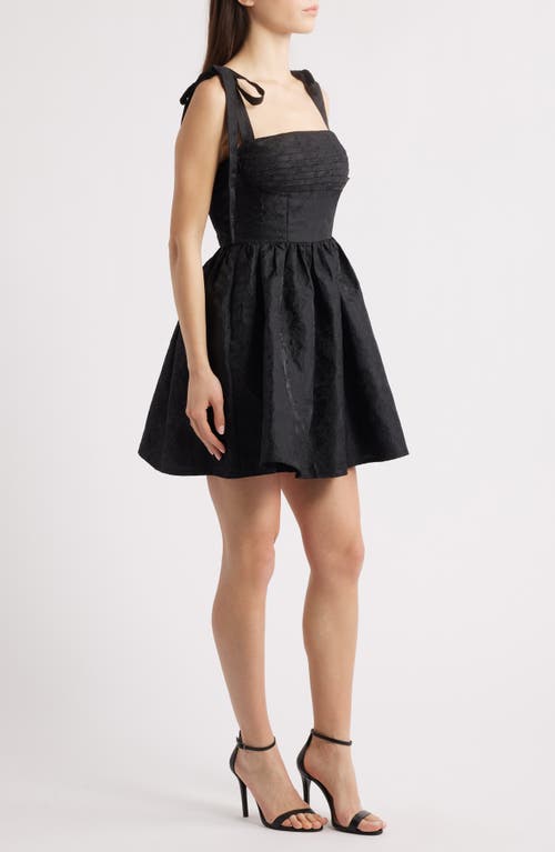 Lulus Sydney Floral Jacquard Cocktail Minidress In Black