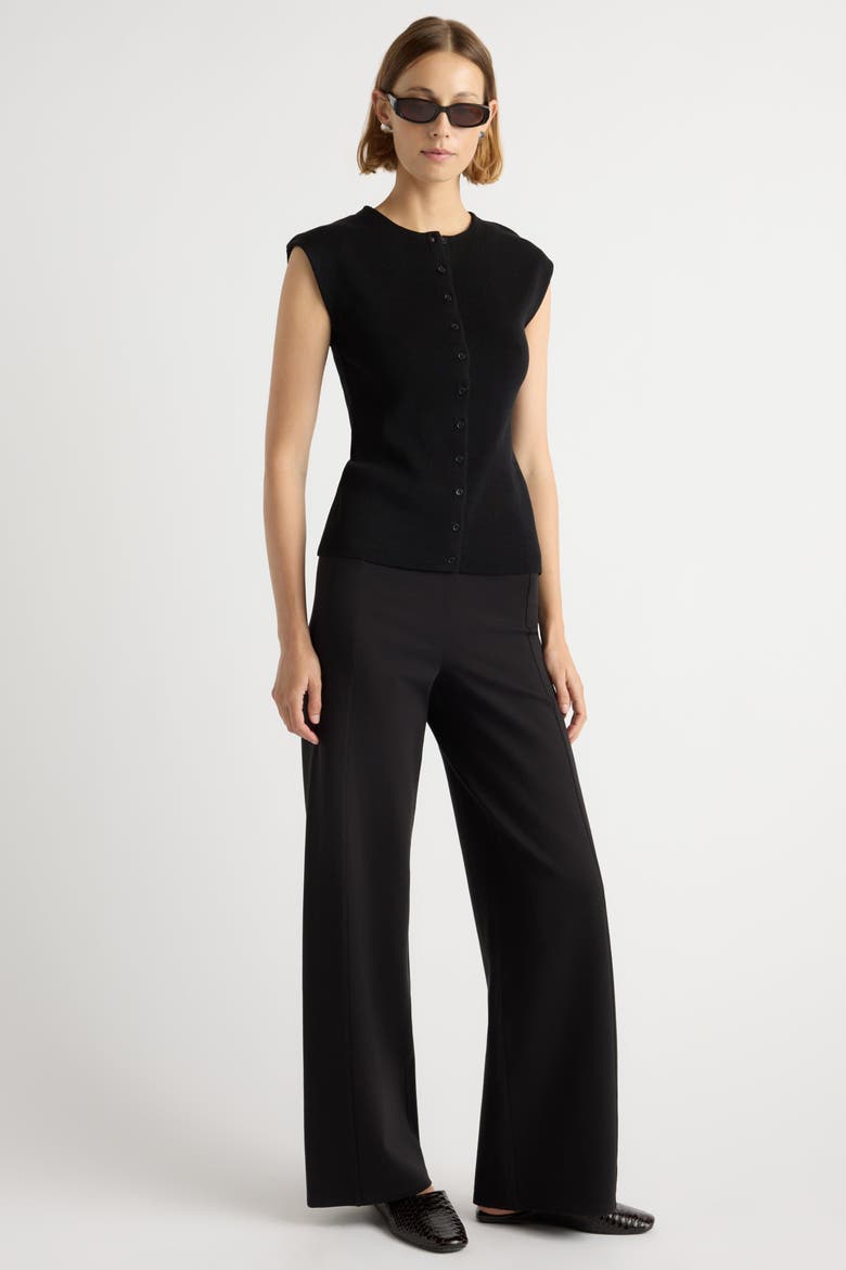 Anh Wide-Leg Ponte Stretch Pant, Alternate, color, Black
