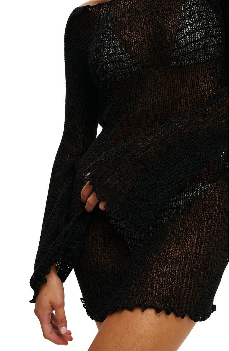 COTTON ON BODY Women's Rumi Open Knit Mini Dress, Alternate, color, Black