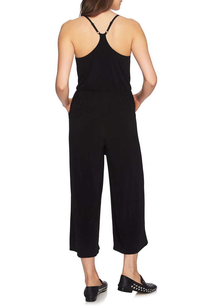 Tie Waist Racerback Jumpsuit, Alternate, color, RICH BLACK