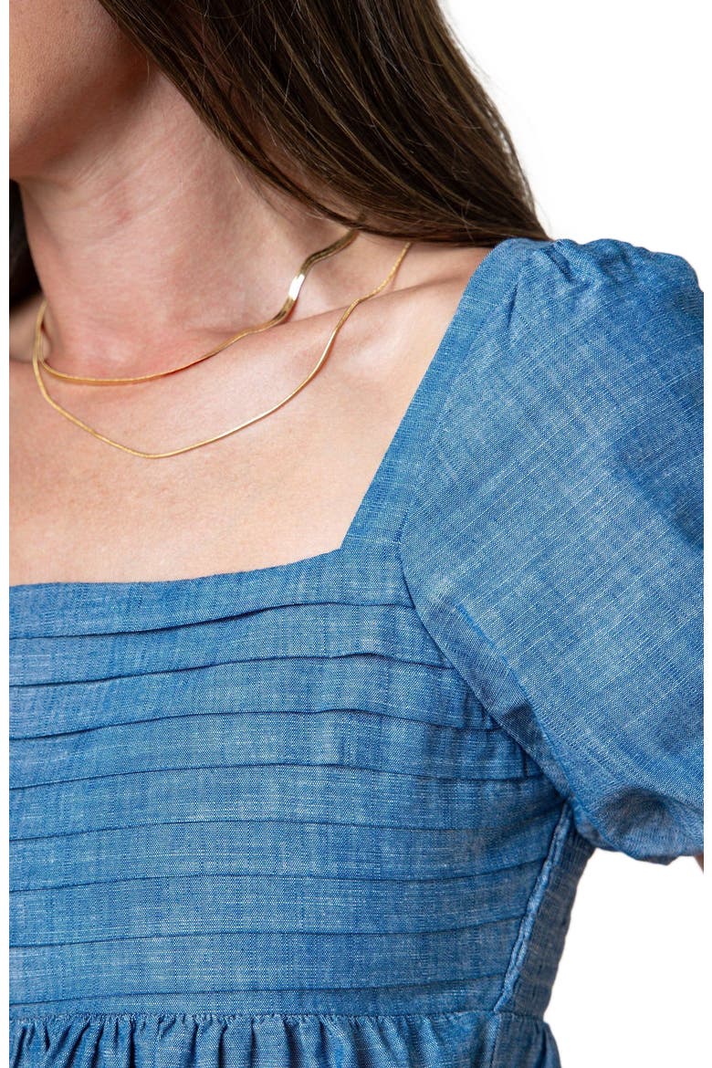 Women's Organic Ruched Chambray Dress, Alternate, color, Pleated Chambray
