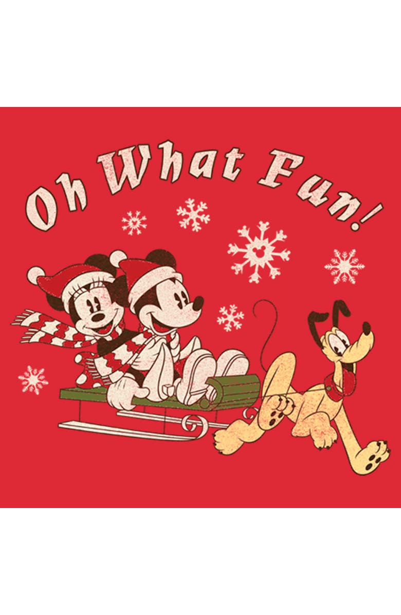 Mickey & Friends Men's Mickey & Friends Oh What Fun Sled  Graphic T-Shirt, Alternate, color, Red Heather