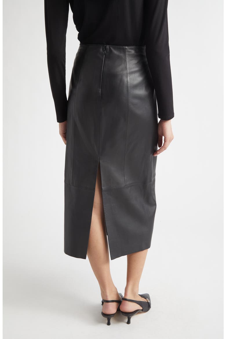 Leather Midi Skirt, Alternate, color, BLACK