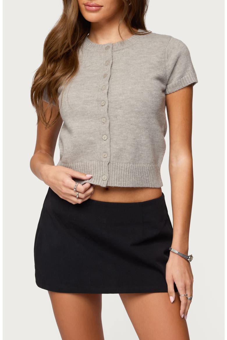 Coreen Knit Button-Up Top, Main, color, GRAY-MELANGE