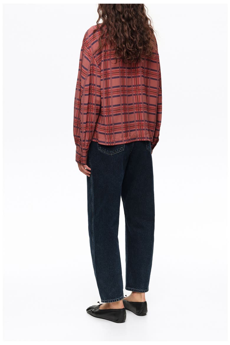 Checked Boxy Fluid Shirt, Alternate, color, GARNET