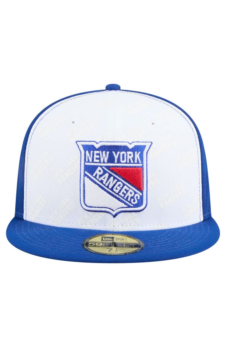 New Era Men
s New Era White/Blue New York Rangers Repeat Two-Tone 59FIFTY Fitted Hat, Alternate, color, White
