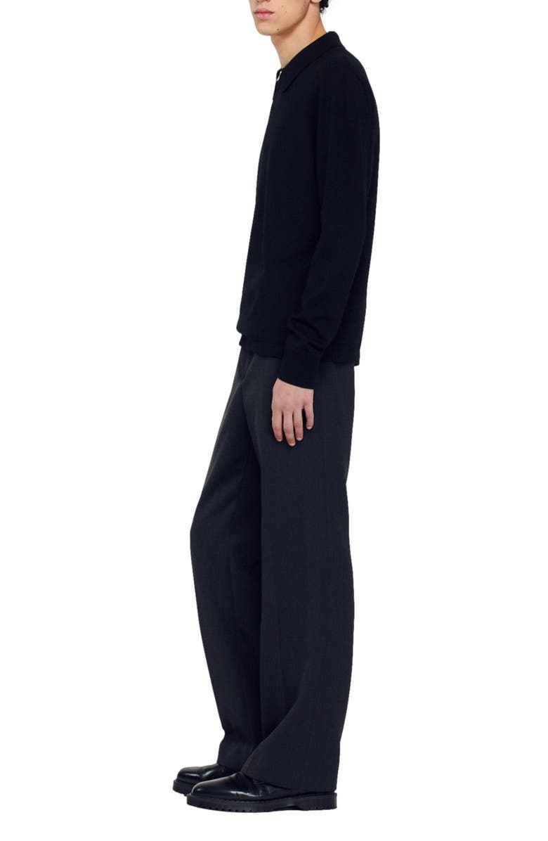 SANDRO Milano Long Sleeve Quarter Zip Wool Blend Polo, Alternate, color, 