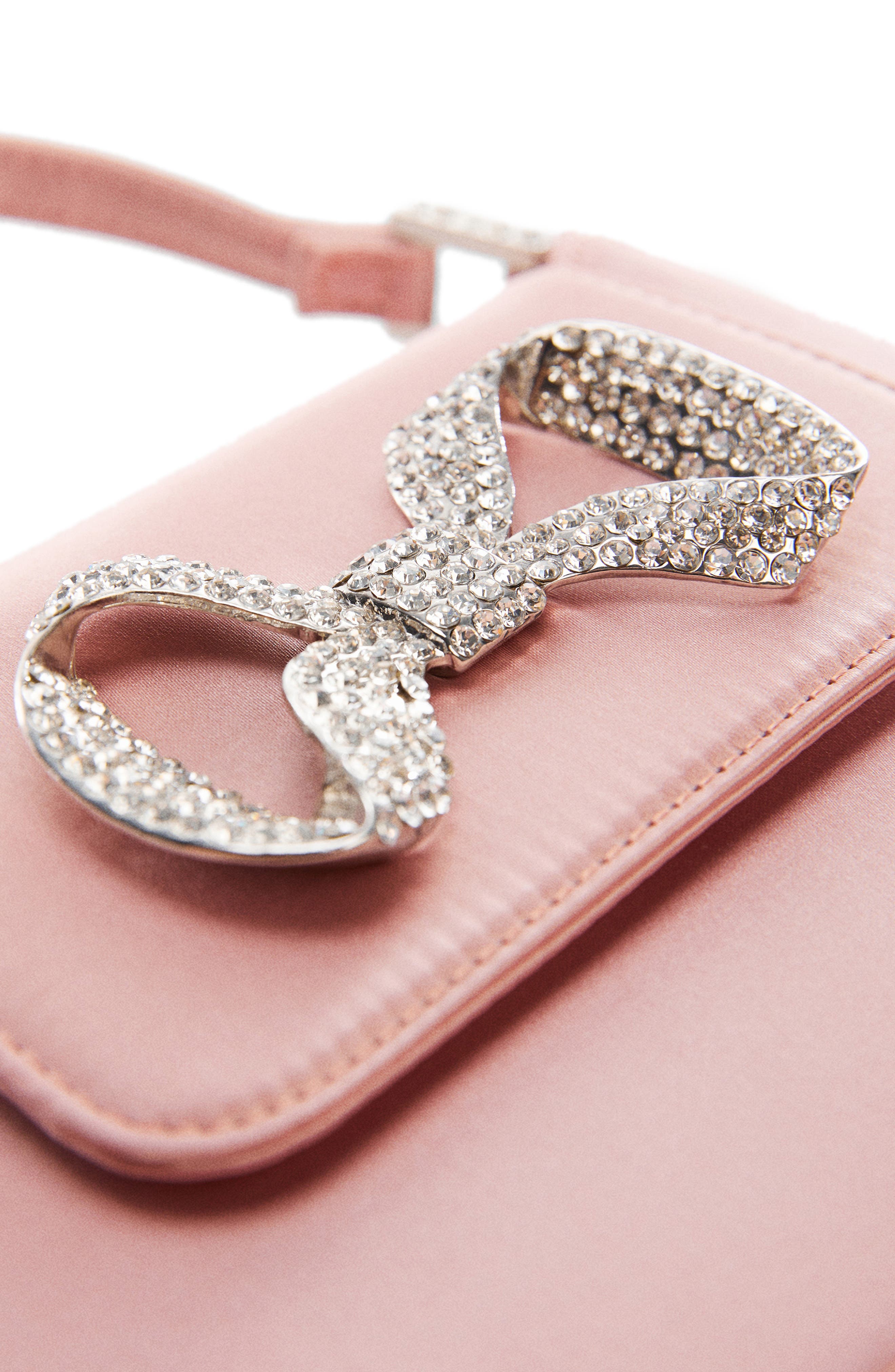 MANGO Rhinestone Bow Top Handle Bag, Alternate, color, 