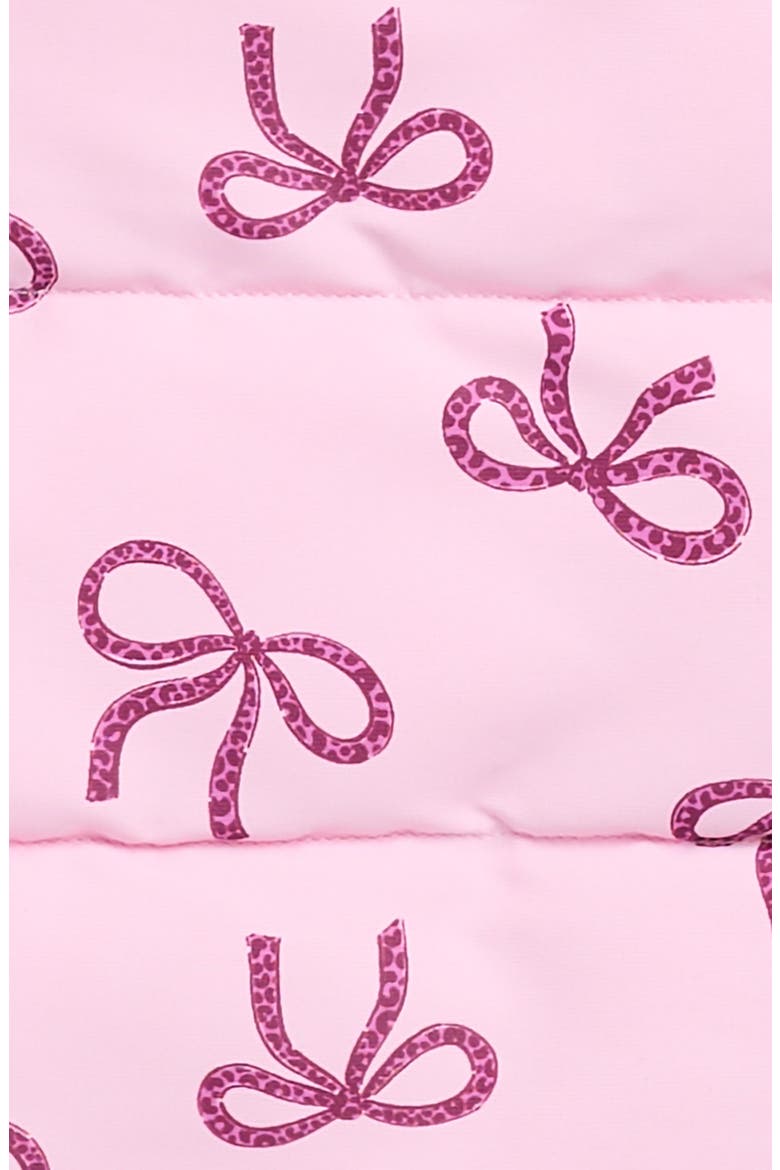 Kids' Print Hooded Puffer Vest, Alternate, color, PINK LAVENDER LEOPARD BOWS