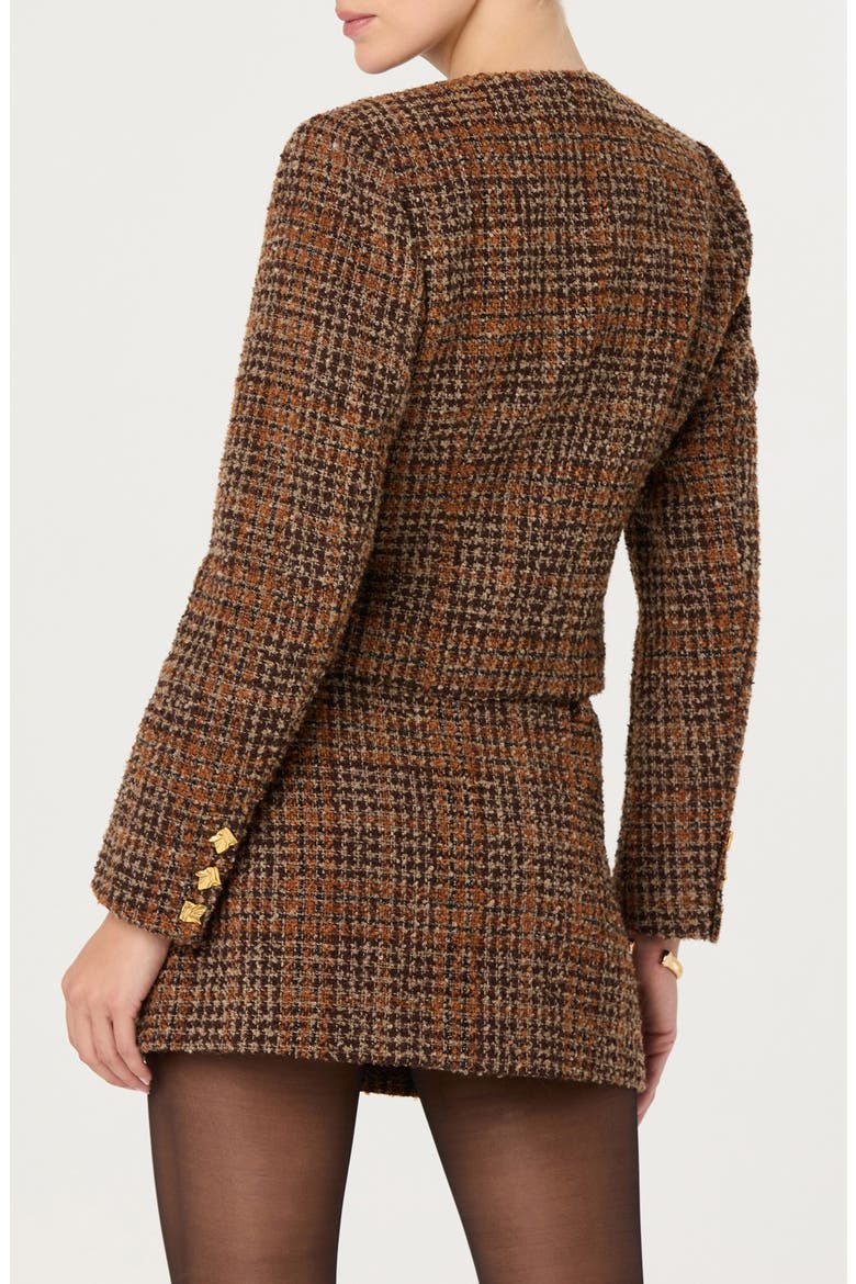 Kyleigh Tweed Jacket, Alternate, color, RUST BROWN