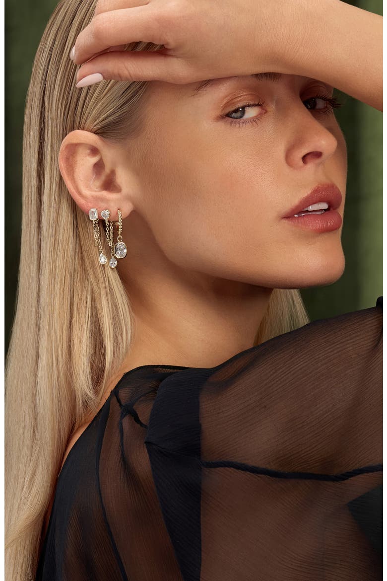 Modern Muse CZ Heart Drop Earrings, Alternate, color, GOLD