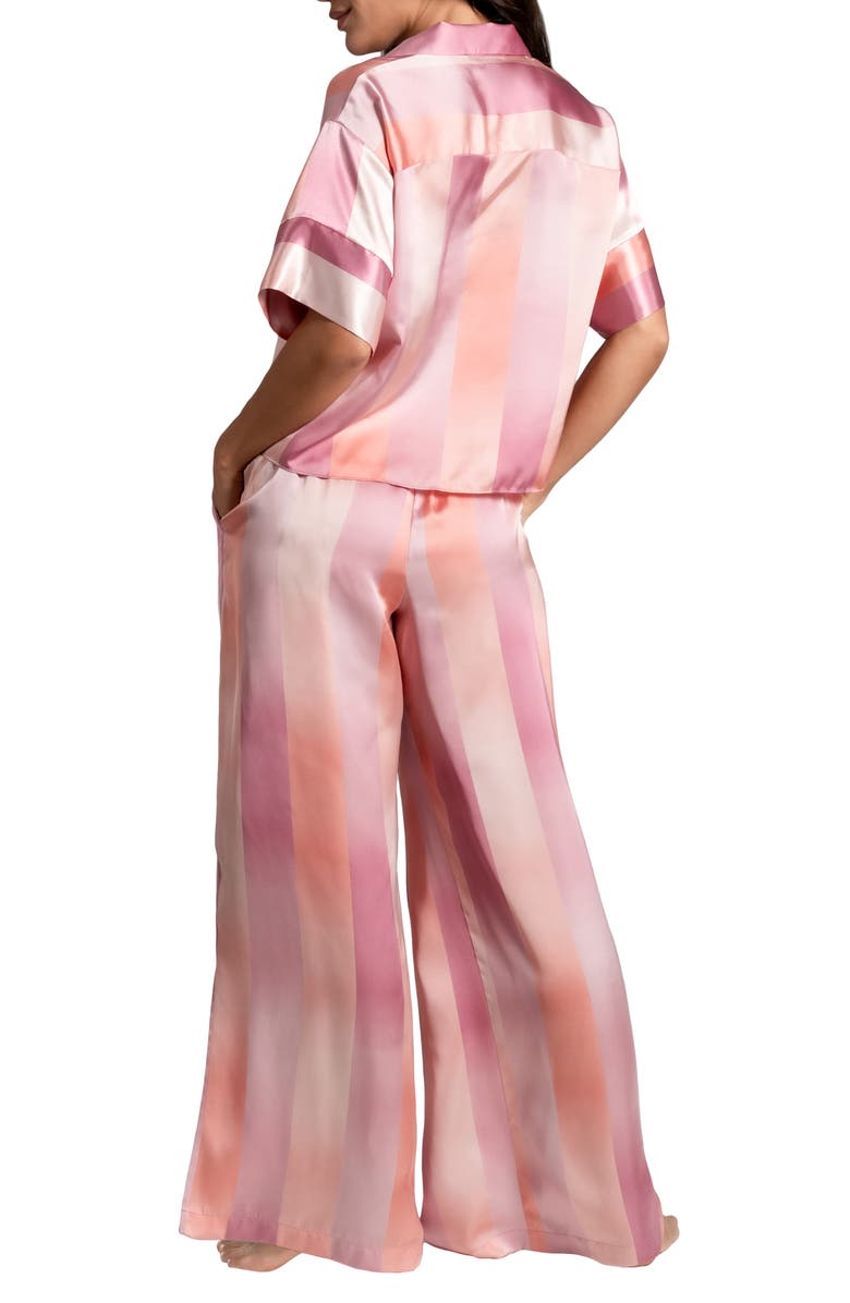 Midnight Bakery Ombré Lane Stripe Short Sleeve Satin Pajamas, Alternate, color, 