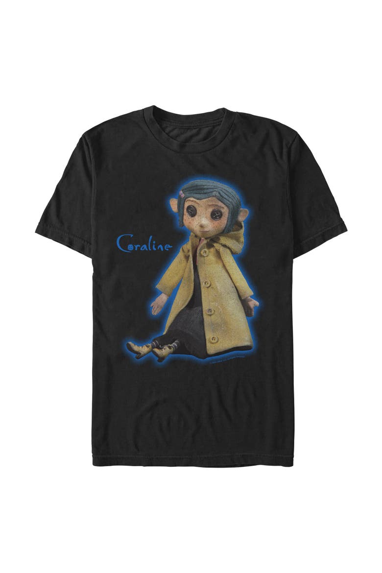 Men's Button Eyes Doll Short Sleeve T-Shirt, Main, color, Black