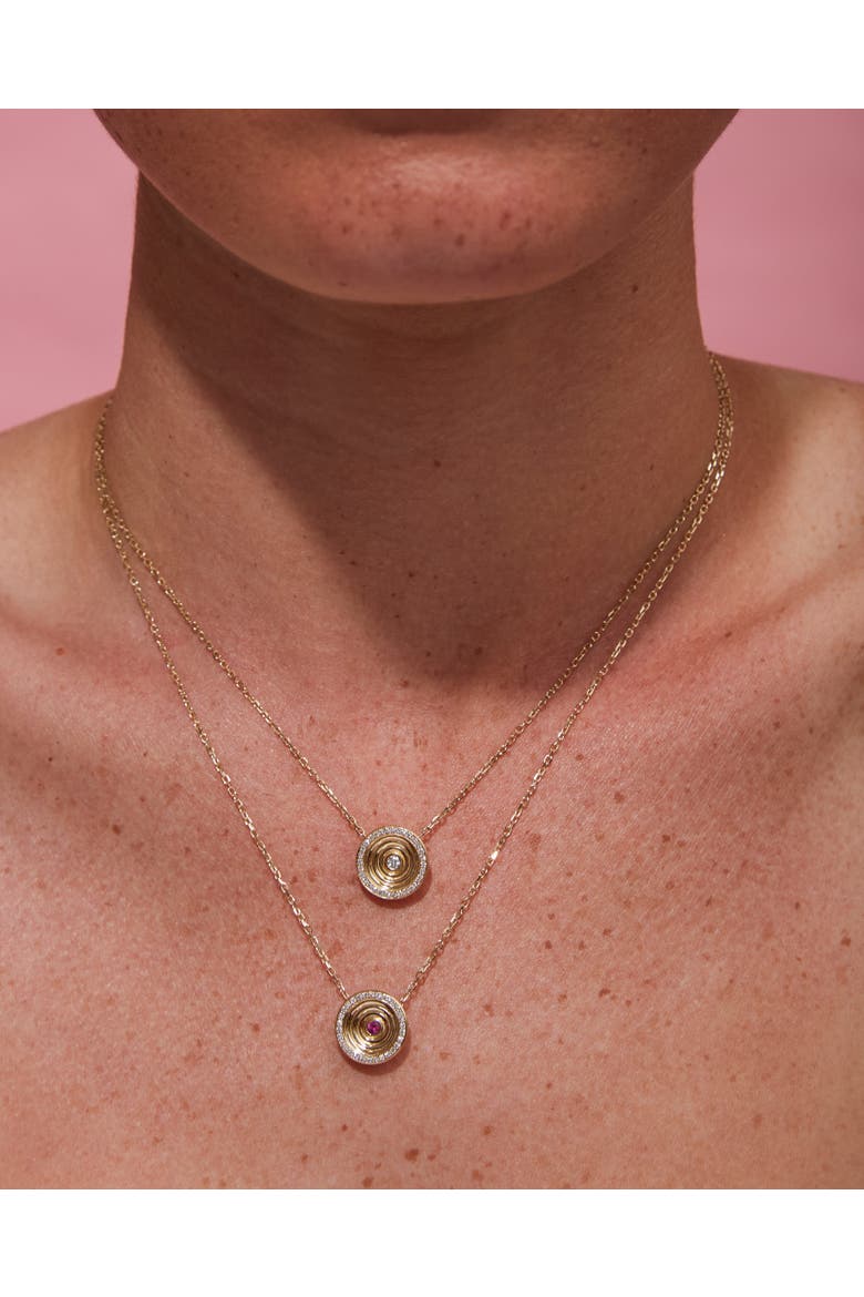 Revel Small Dimensional Pendant, Alternate, color, Diamond,Pink Sapphire- Gold