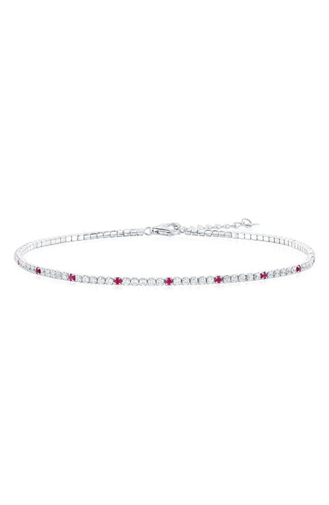 Sterling Silver Round Cubic Zirconia Tennis Anklet